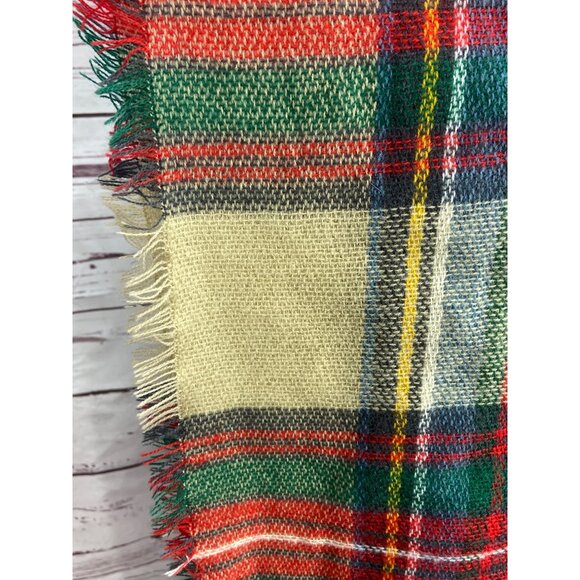Classic Oversize Multi Color Plaid Design Frayed Blanket Scarf Wrap Shawl Fashio - Picture 5 of 6